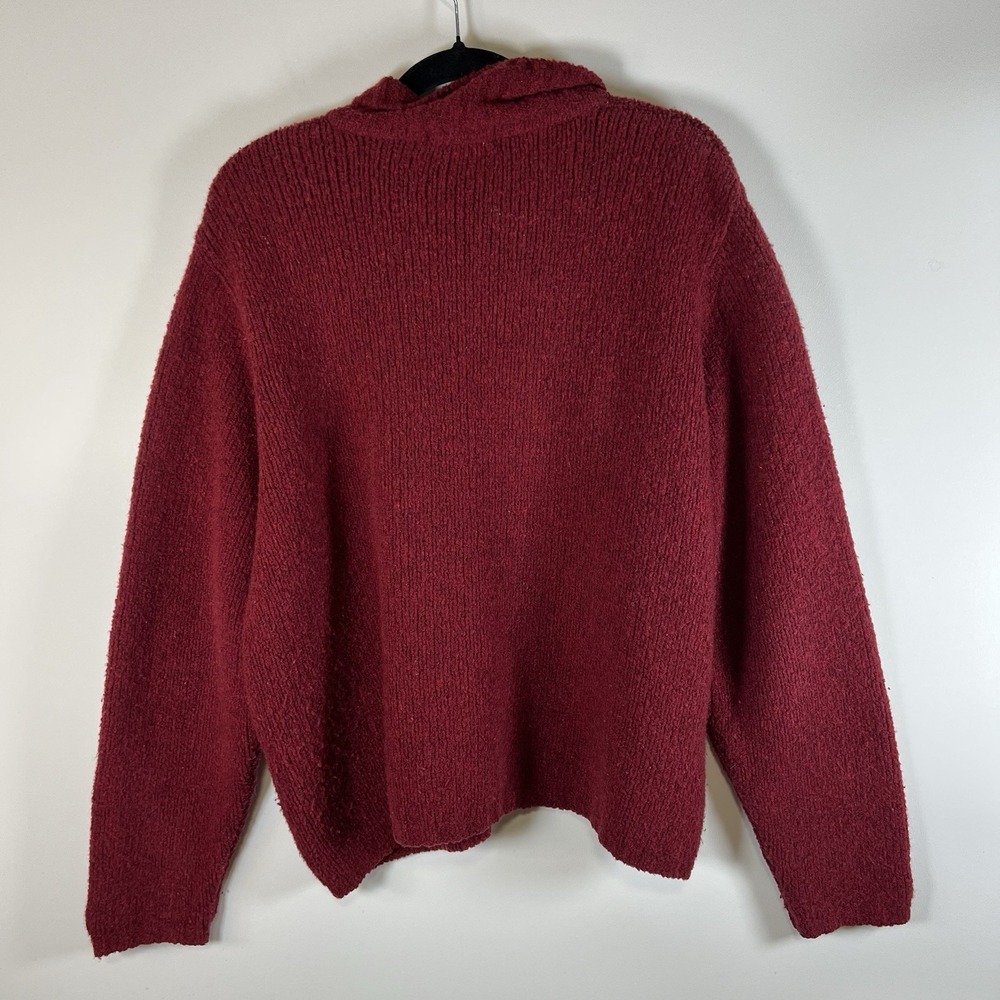L.L. Bean Wool‎ Blend Sweater Women XL Red Knit Full Zip Fisherman Vintage - Picture 7 of 11